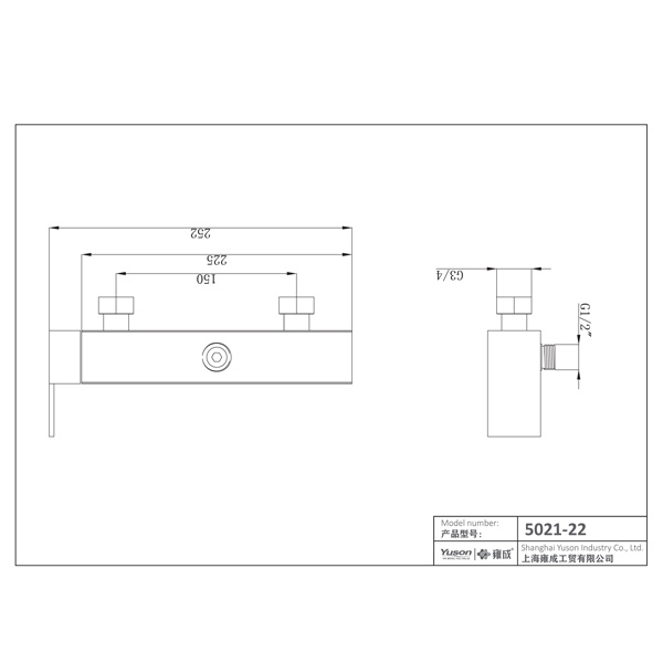 5021-22 grifo de latón monomando mezclador de ducha de pared de agua fría y caliente