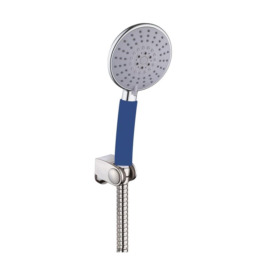 YS108 + YS3104Kit de ducha de ABS azul, con soporte de pared y flexo de ducha;
