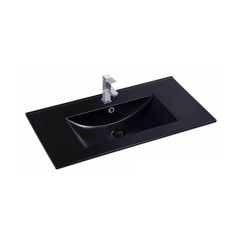 YS27286B-80 Lavabo, lavabo y lavabo para inodoro de cerámica vidriada negra mate;