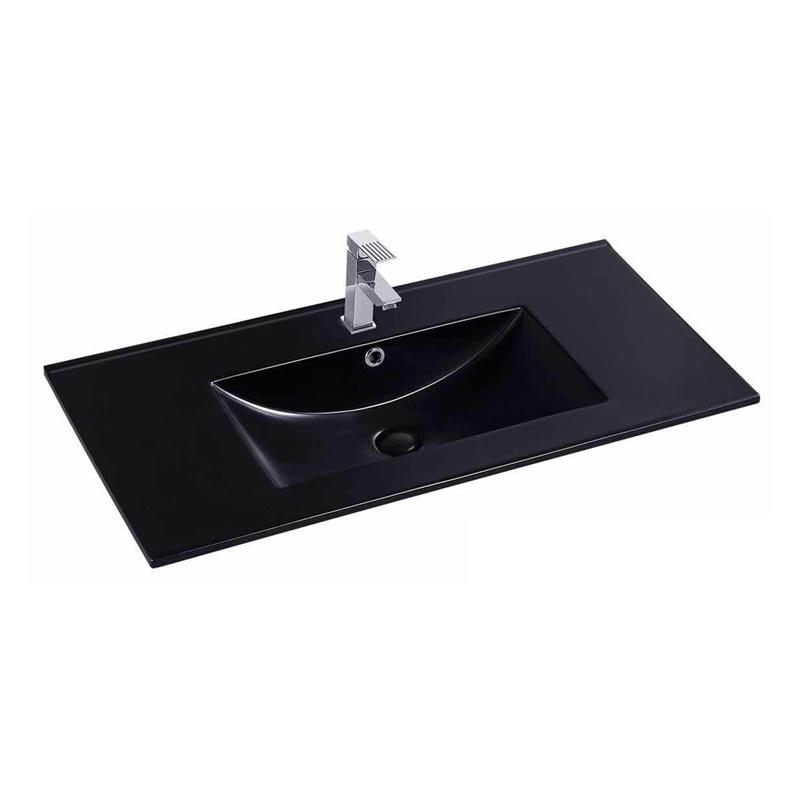 YS27286B-90 Lavabo, lavabo y lavabo para inodoro de cerámica vidriada negra mate;
