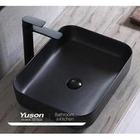 YS28434-MB Cerámica negra mate sobre lavabo, lavabo artístico, lavabo de cerámica;