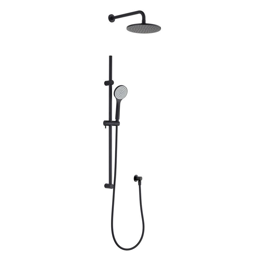 YS33255B-K Kit de ducha de latón negro mate, con juego de rieles deslizantes y toma de agua;