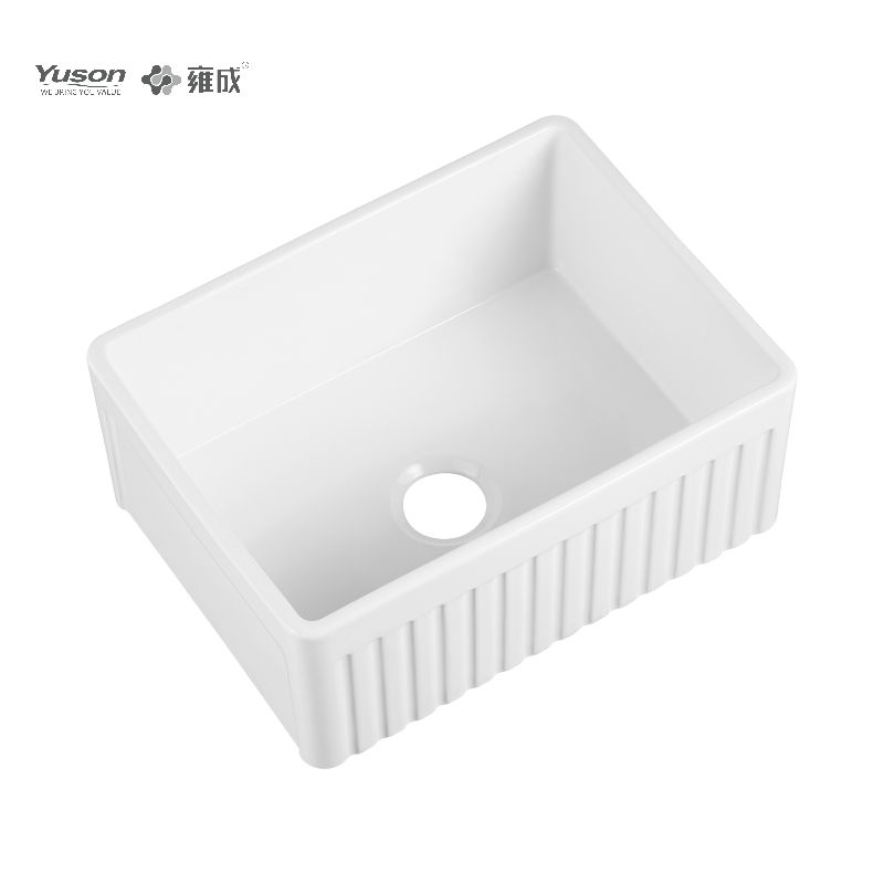 YS27110-2418	24x18 Inch Manufacturer VC Vitreous China Apron front kitchen sink single bowl large size in white color