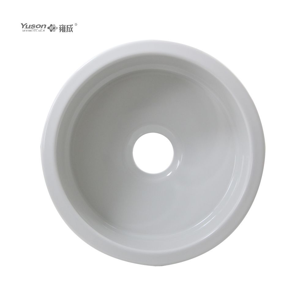 YS27105W-18R	ø18 Inch Round Single Bowl FFC Fine Fireclay China Apron front kitchen sink, farmhouse sink, Bathroom sink