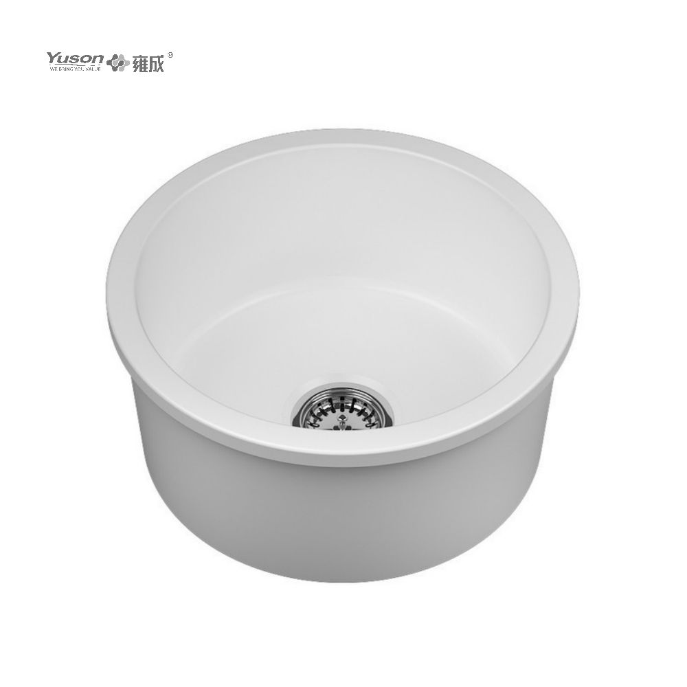 YS27105W-18R	ø18 Inch Round Single Bowl FFC Fine Fireclay China Apron front kitchen sink, farmhouse sink, Bathroom sink