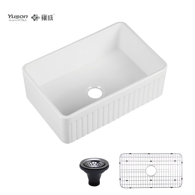 YS27111-3020	30x20 Inch Best-Selling Single Bowl VC Vitreous China Apron front kitchen sink for farmhouse kitchen decor