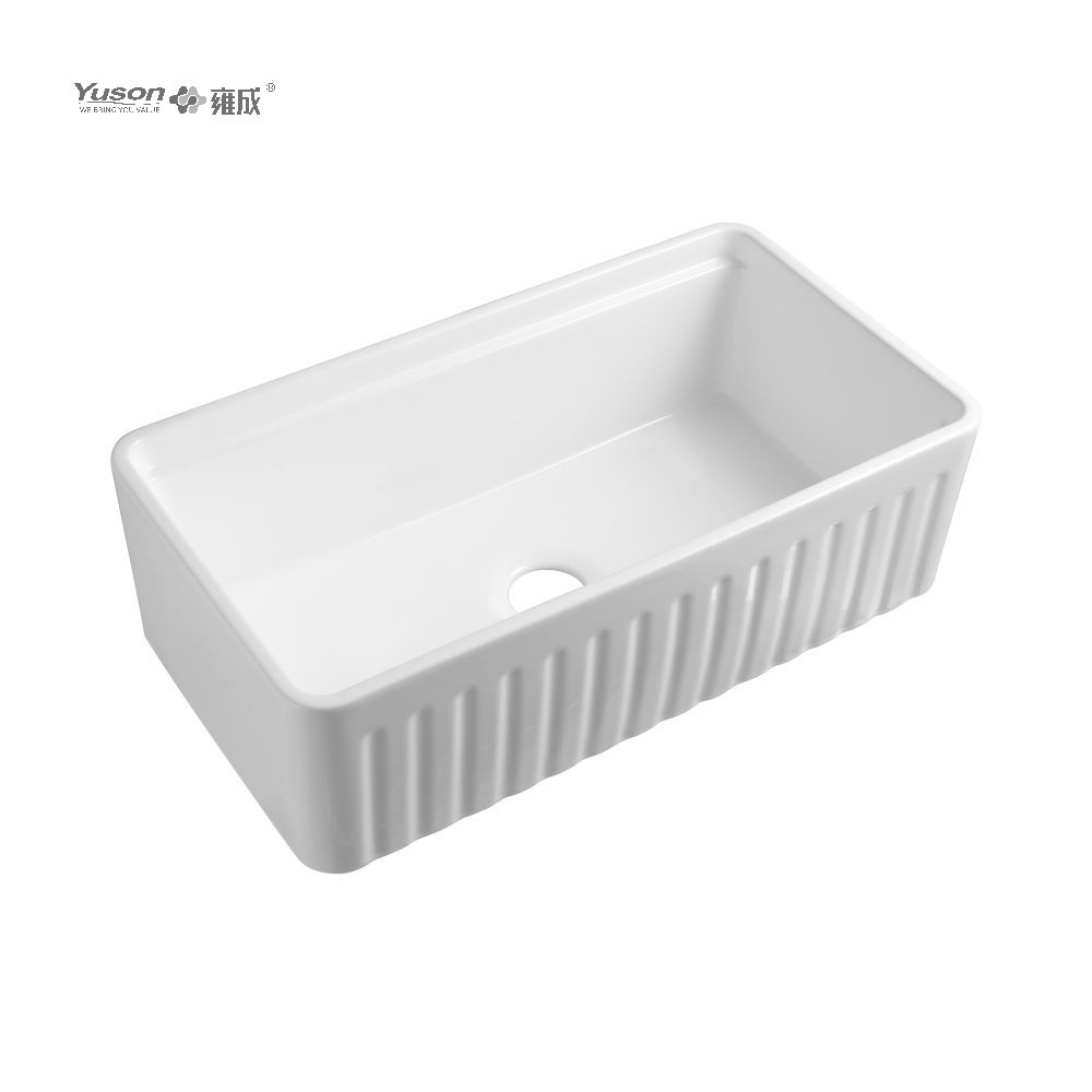 YS27121-3318	33x18 Inch Manufactuer Single Bowl VC Vitreous China Apron front kitchen sink farmhouse kitchen sink with drainboard and chopping block