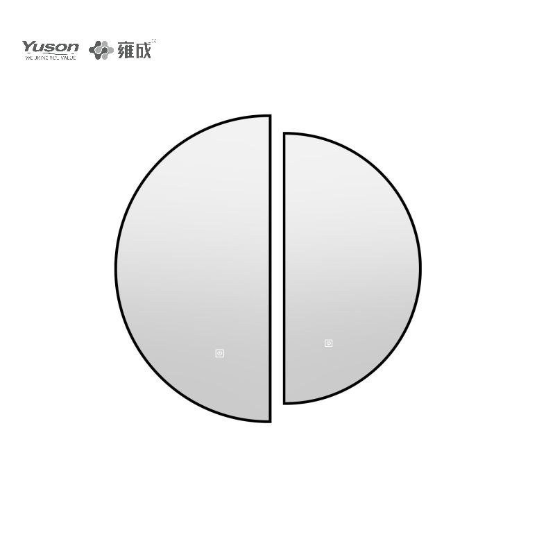 YS57015	Wholesale Moon Shape Aluminum Frame Bathroom mirror, LED mirror, illuminated mirror