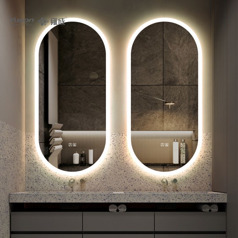 YS57203 Espejo de baño LED de forma redonda moderno, espejo de baño retroiluminado