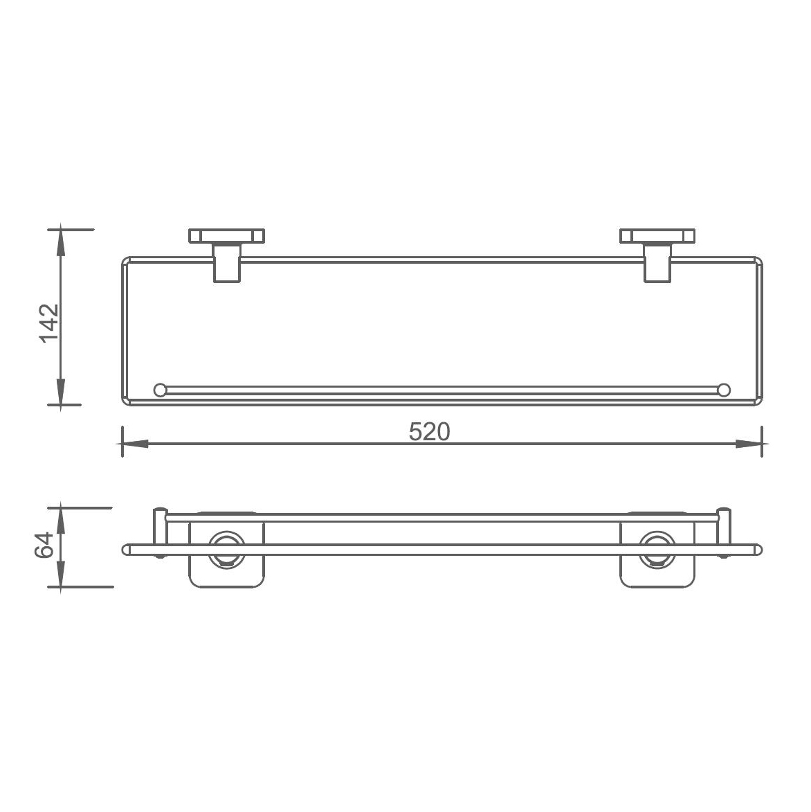 10187 Accesorios de baño elegantes Estante de vidrio de pared de latón